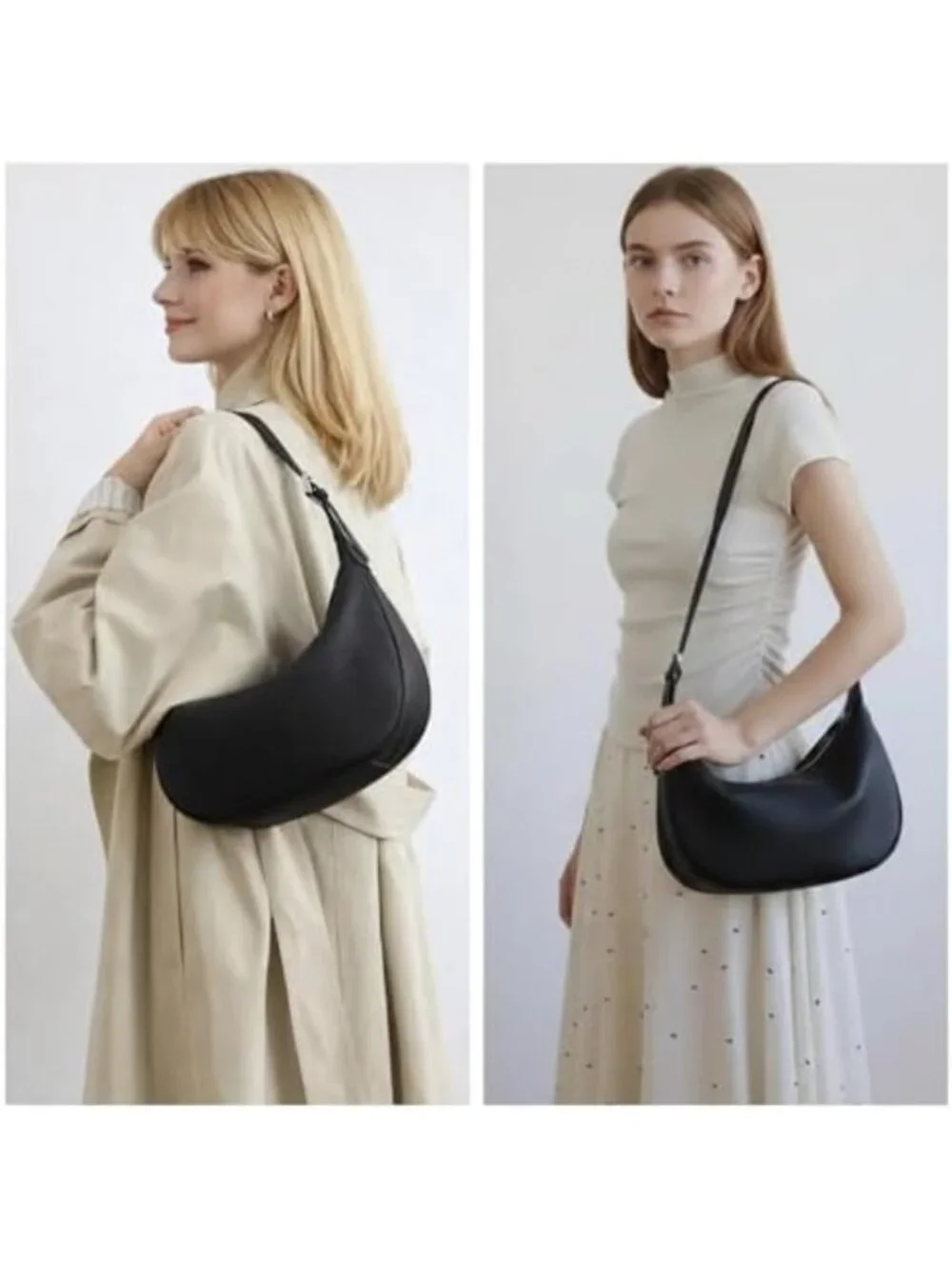 Stylish Genuine Leather Crescent Hobo Bag for Women | Adjustable Straps, Chic